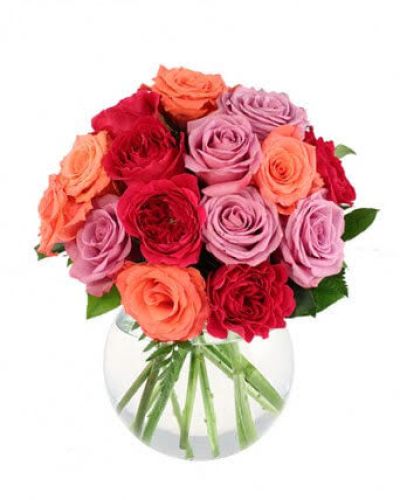 <p>Reminiscent of a lovely sunset, this display of pastel roses will make anyone smile. Enjoy a dozen roses artfully displayed in a variety of colors.</p>