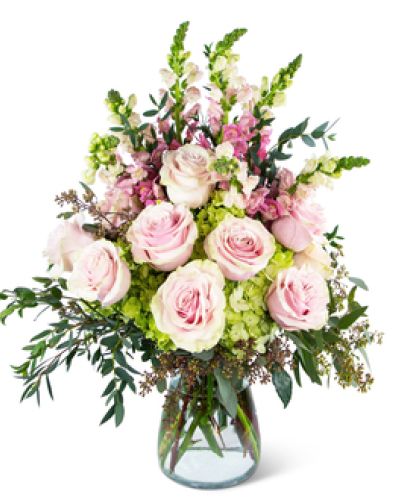 <p>The Ethereal Beauty Bouquet is an unparalleled display of taste and elegance. Snapdragons and alstroemeria in pink are surrounded by green hydrangea and flowing greenery. When you want to send a floral gift she'll never forget, send her Ethereal Beauty.</p>