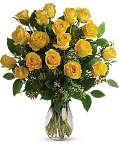 <p>Your Love & Devotion delivered. Surprise your special one with this gorgeous arrangement of yellow roses available in one dozen, 18 roses or two dozen wonderful blooms.</p>
<p>It’s a an unforgettable display of your timeless love.</p>