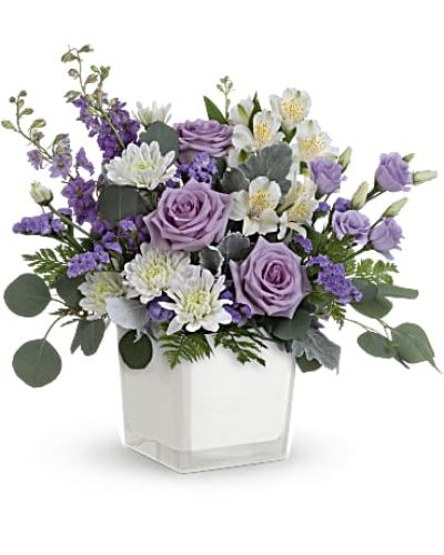 <div id="mark-3" class="m-pdp-tabs-marketing-description">
<div id="mark-3" class="m-pdp-tabs-marketing-description">
<div id="mark-3" class="m-pdp-tabs-marketing-description">Loveliest lavender! Make any day feel extra special with the soft purple hues of this luxurious rose bouquet, presented in a soft white glass cube.</div>
<p>&nbsp;</p>
<div id="desc-3">Lavender roses, white alstroemeria, lavender lisianthus, lavender larkspur, white cushion spray chrysanthemums and lavender sinuata statice are arranged with dusty miller, leatherleaf fern and silver dollar eucalyptus.</div>
</div>
</div>